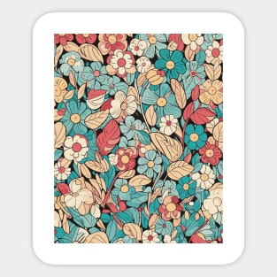 Floral Pattern Colorful Cartoon: Cartoonish Bloom Bash Sticker